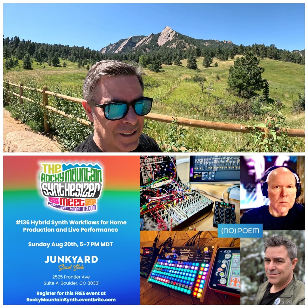 Synth VLOG: Info on Sunday Aug 20th Rocky Mountain Synth Meet on Hybrid Workflows as I hike Chautauqua Boulder
